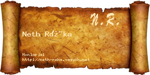 Neth Réka névjegykártya